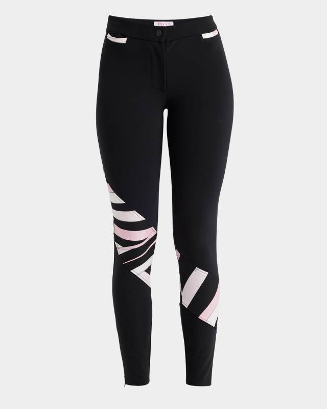 Marmo-Print Diagonal Paneled Skinny-Leg Trousers